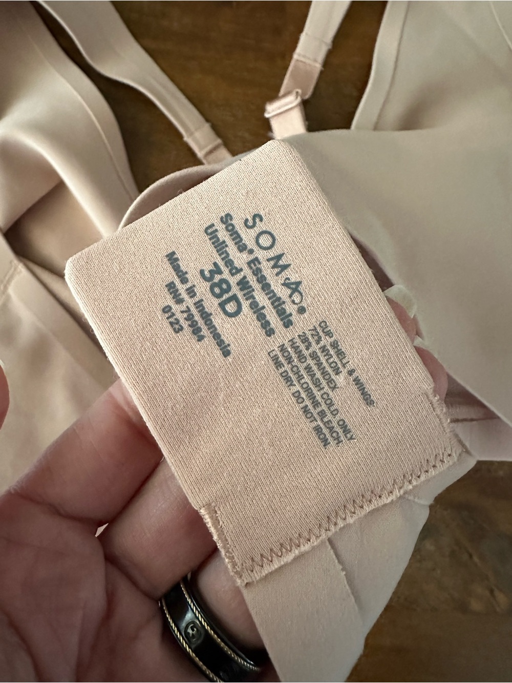 Soma Essentials Unlined Wireless Soft V-Neck Bralette in Beige 38D - Picture 3 of 5